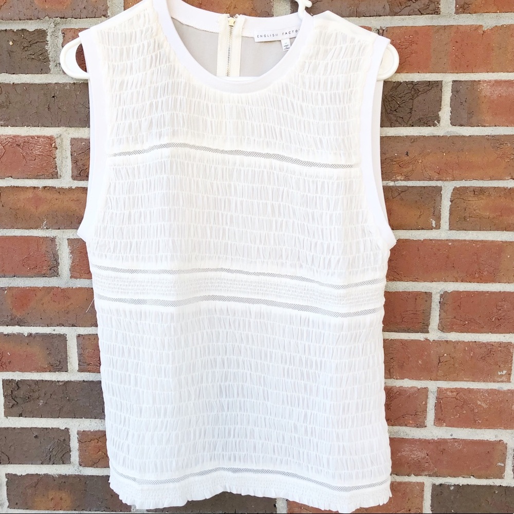 English Factory Sleeveless White Blouse NWT